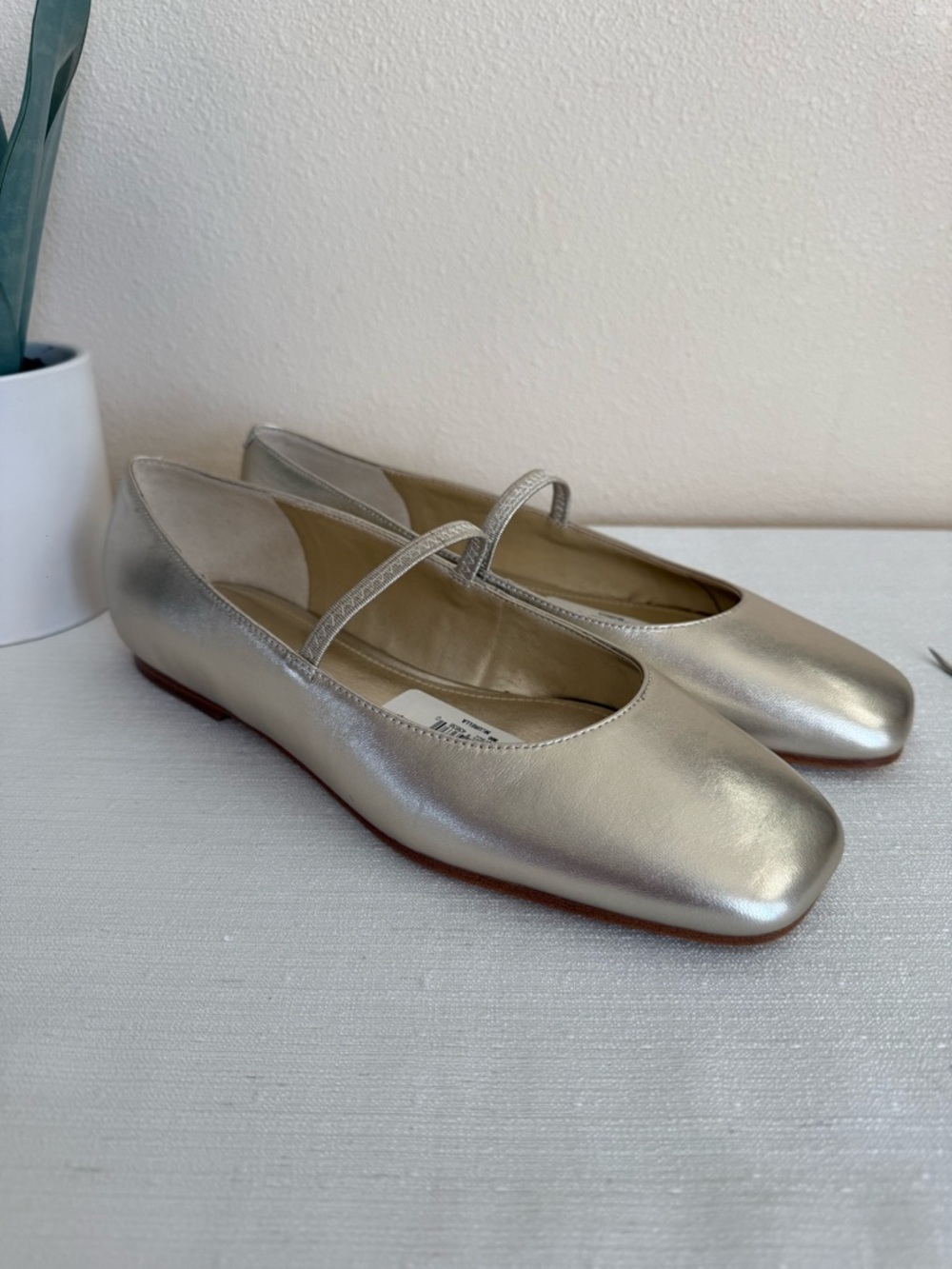 Marc Fisher LTD Urella Metallic Soft Gold Leather Mary Jane Ballet Flats